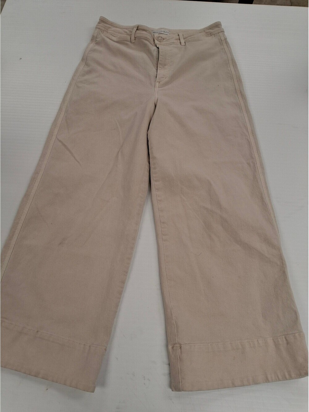 LOFT High Waist Wide-Leg Beige Pants Size 10 / Waist 30